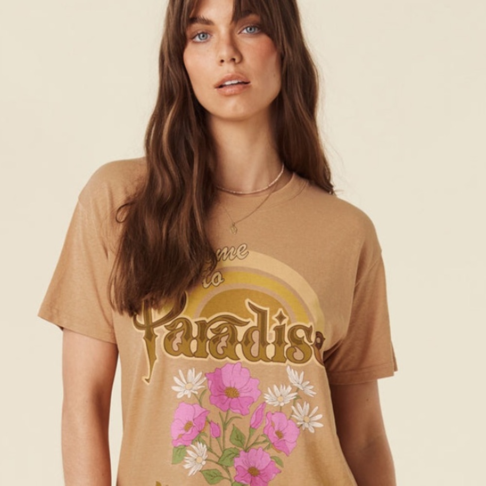 Spell Paradise Floral Tee in Tan - L - NWT - Picture 4 of 12